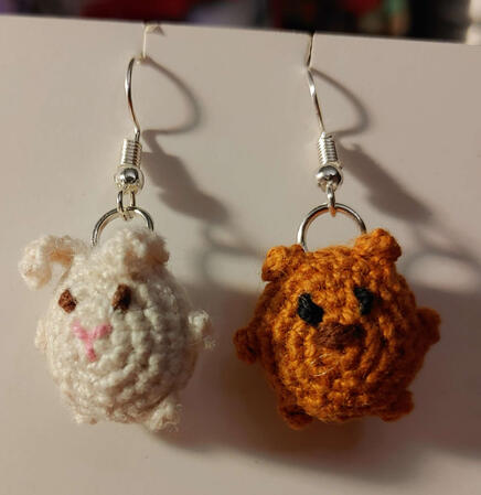 Bun and Bear Dangling Earrings